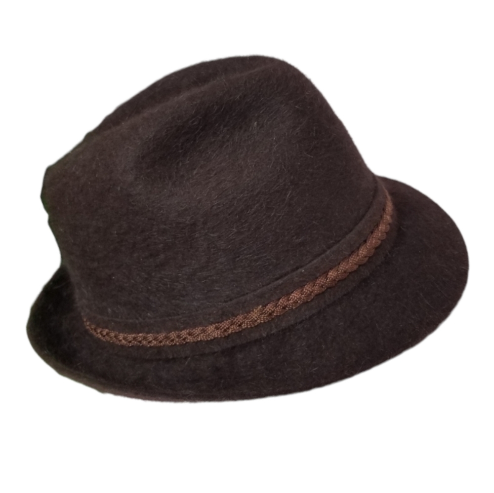 Barbisio Vintage Brown Fur Felt Fedora with Braid Trimmed Crown - Picture 3 of 13